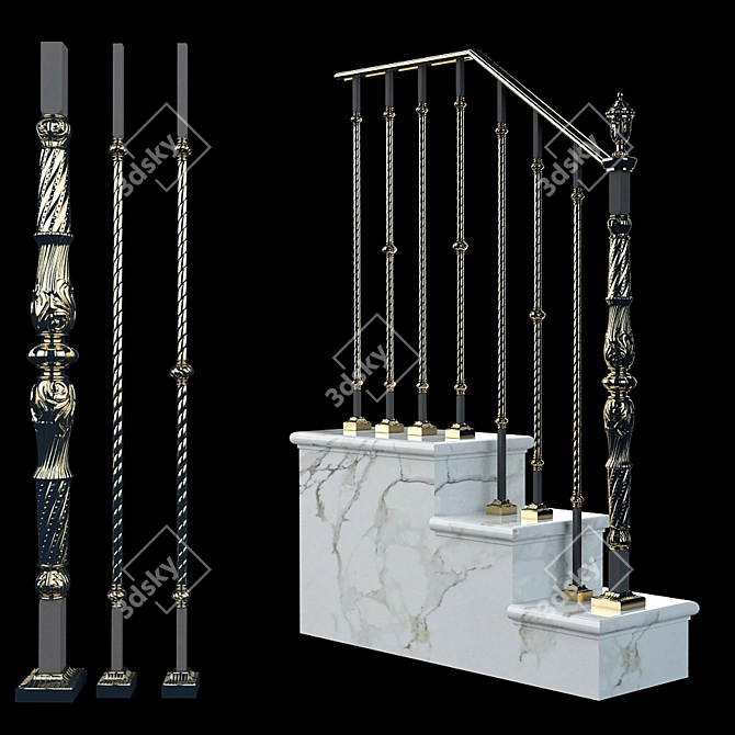 Elegant Spiral Staircase 3D model image 1