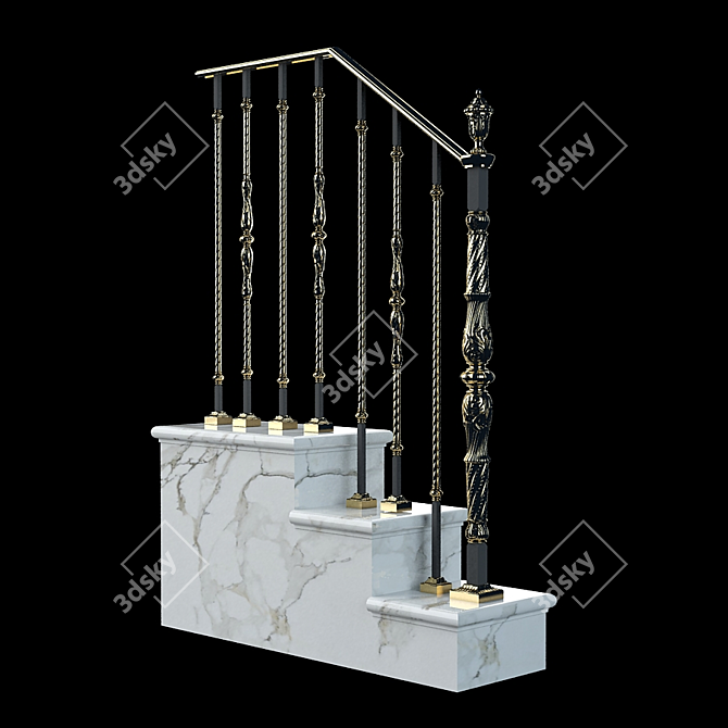 Elegant Staircase and Railing 3D model image 2