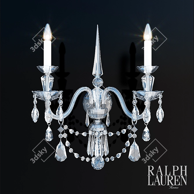 Elegant Crystal Two-Light Sconce 3D model image 1