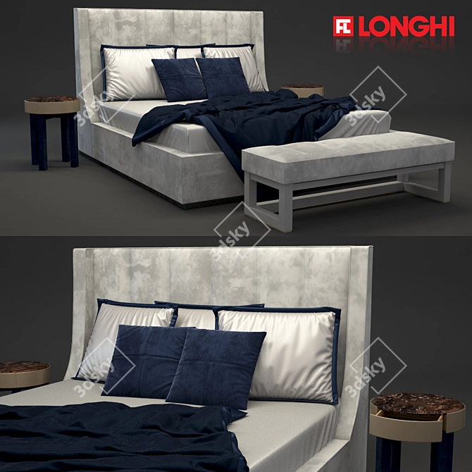 Sleek Kubrick Bed Set 3D model image 1