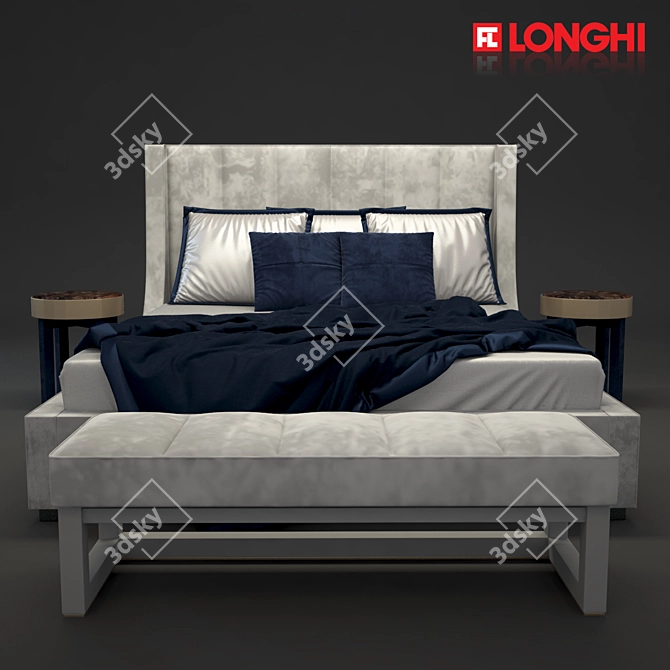 Sleek Kubrick Bed Set 3D model image 2