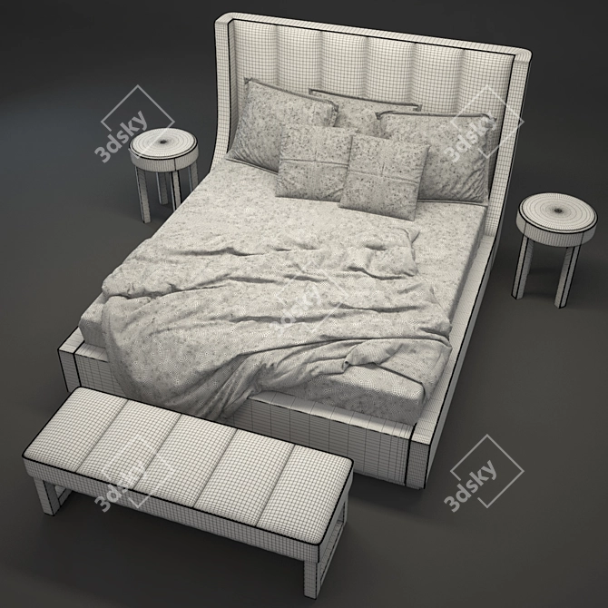 Sleek Kubrick Bed Set 3D model image 3