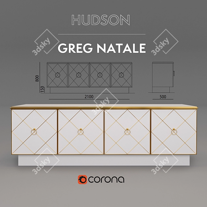 Hudson Credenza: Elegant Storage Solution 3D model image 1