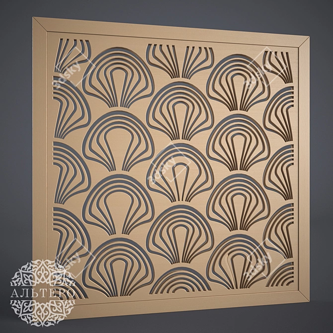 Elegant Carved MDF Panel 3D model image 1