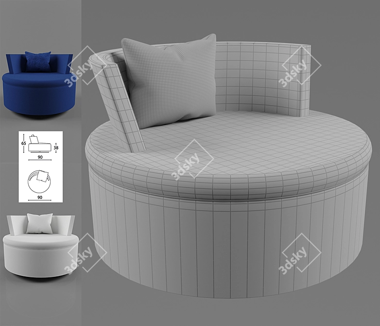 SABA Quinta Strada: Round Armchair Elegance 3D model image 3