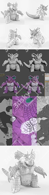 Mighty Nidoking: Powerful Pokemon 3D model image 3