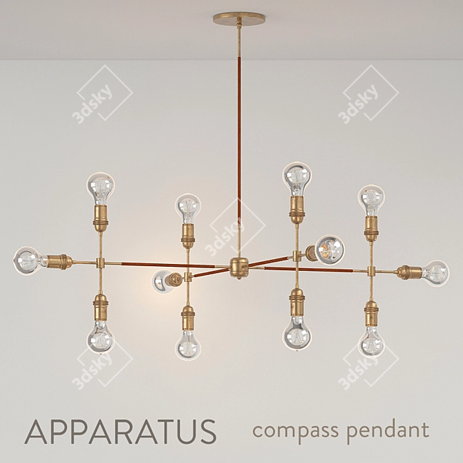 Vintage Bronze 12-Light Loft Pendant 3D model image 1