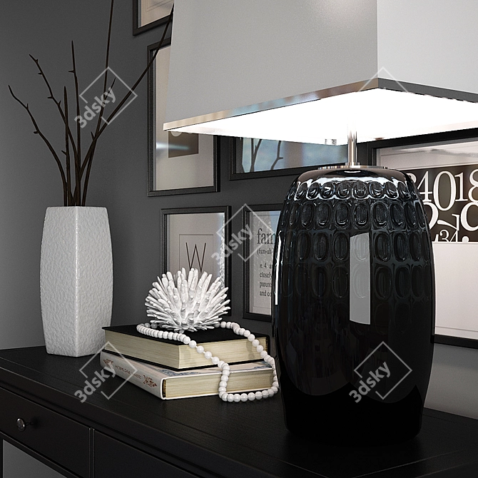 Modern Black & White Console 3D model image 2