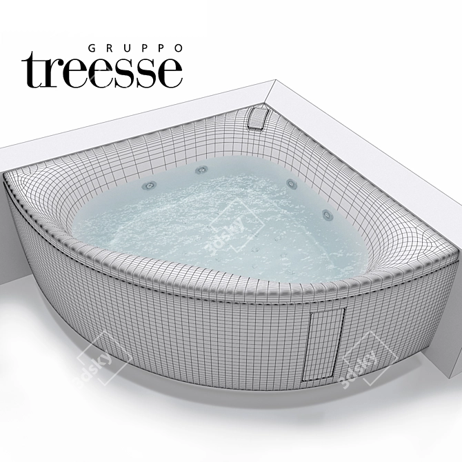 Gruppo Treesse Slide: Stylish Corner Bathtub 3D model image 3