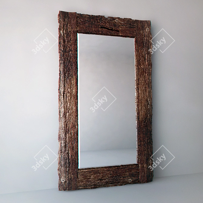 Wooden Framed Mirror 3D model image 1