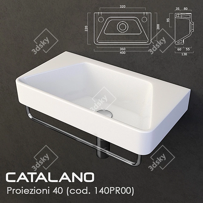 Catalano Proiezioni 40 Washbasin: Modern, Compact, Stylish 3D model image 1