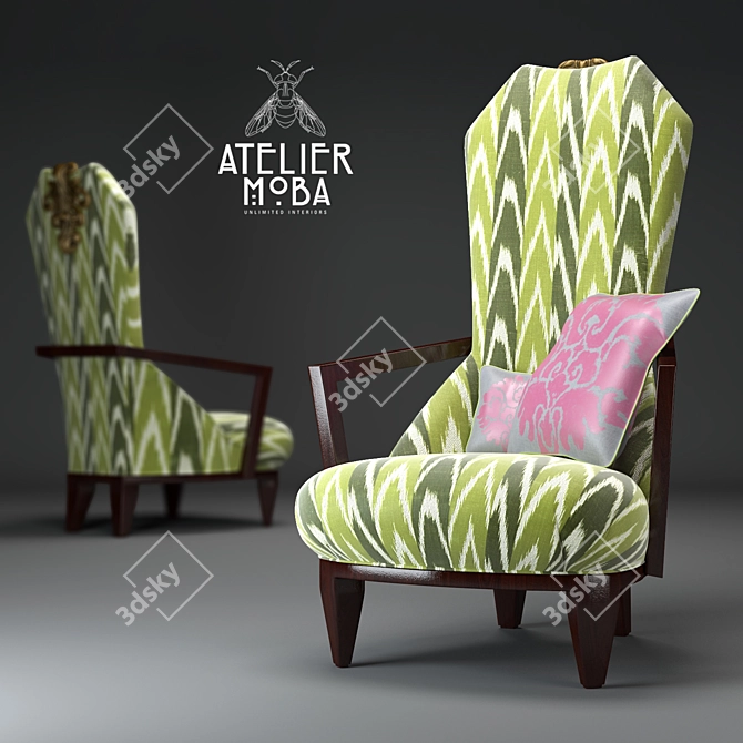 Italian Atelier Moba Ziggy Accent Chair 3D model image 1