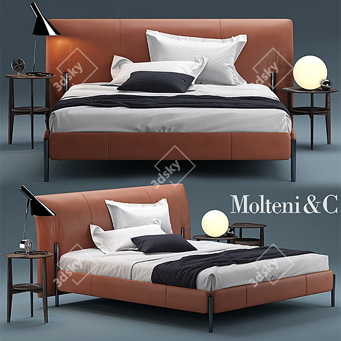 Luxury Italian Design Bed: Molteni 3D model image 1