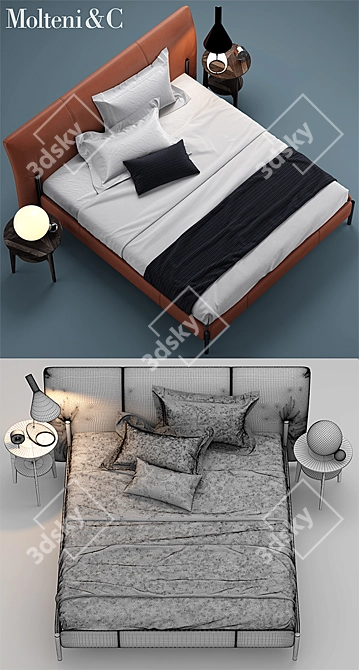 Luxury Italian Design Bed: Molteni 3D model image 3