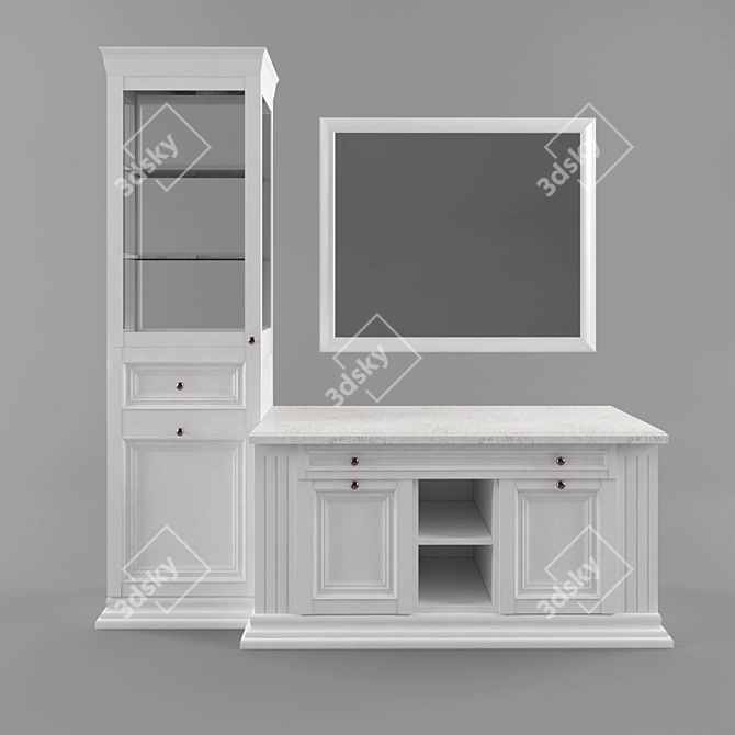 Stylish Bathroom Vanity and Glass Cabinet 3D model image 1