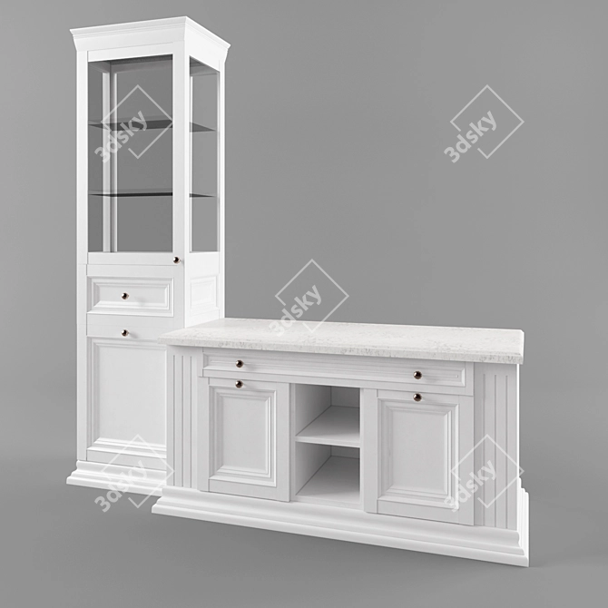 Stylish Bathroom Vanity and Glass Cabinet 3D model image 2