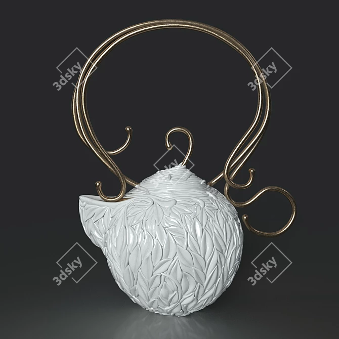 Bronze Base Decorative Teapot 3D model image 1