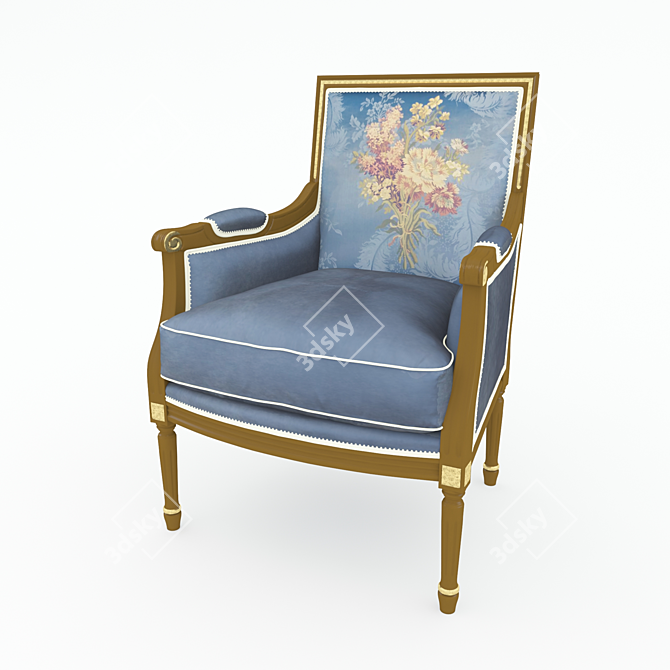 Elegant Textured Arm Chair 3D model image 1