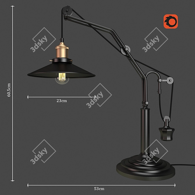 Industrial Edison Table Lamp 3D model image 1