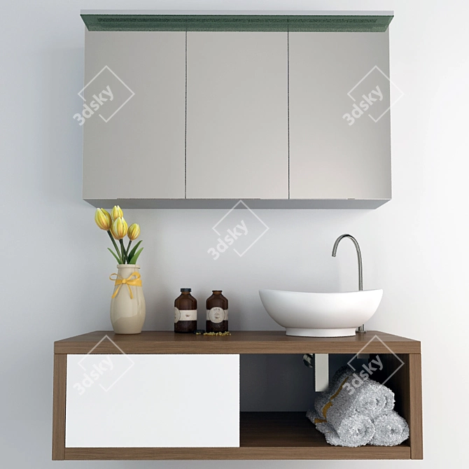 Sleek Dreja Cabinet Sink Combo 3D model image 1