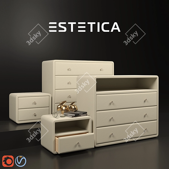 Estetica Metropol Set: Functional and Stylish Bedroom Furniture 3D model image 1