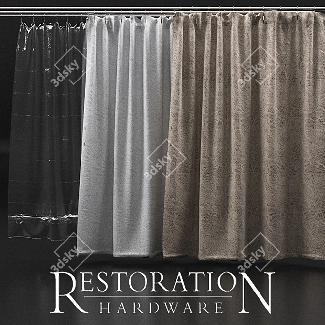 Title: Restoration Hardware Shower Curtains 3D model image 1