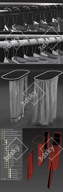 Title: Restoration Hardware Shower Curtains 3D model image 2