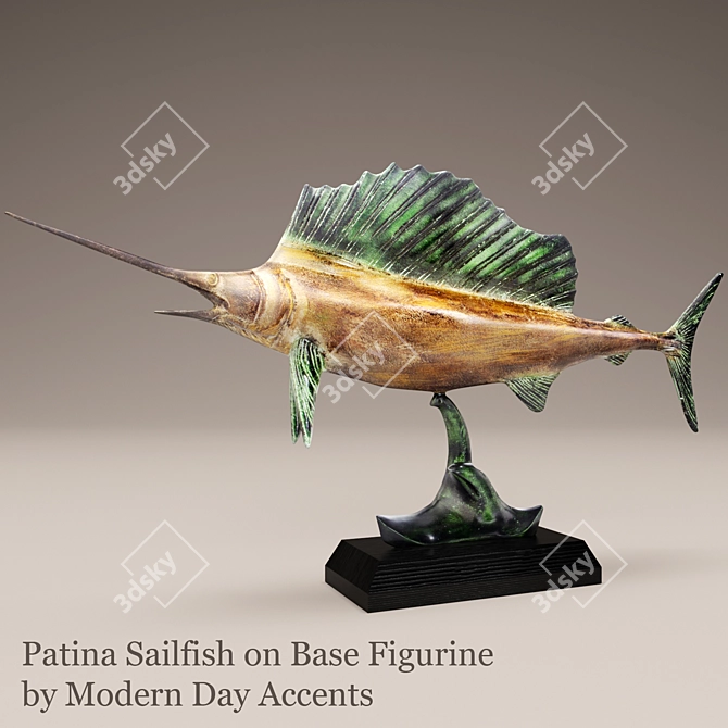 Sailfish Patina Figurine 3D model image 1