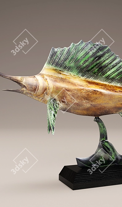 Sailfish Patina Figurine 3D model image 2