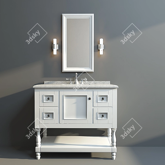 Modern White Bathroom Vanity 3D model image 1