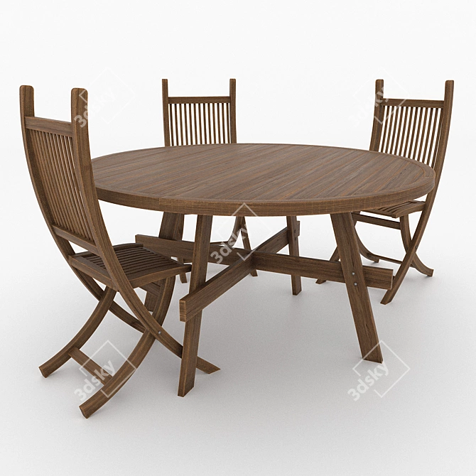 Modern Dining Set: Table & Chairs 3D model image 1