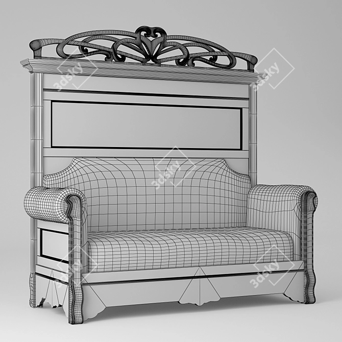 Restored 19th Century Antique Sofa 3D model image 3