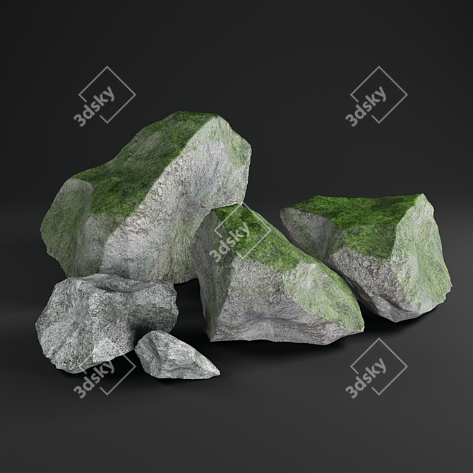 Serenity Stones: Assorted Natural Mountain Stones 3D model image 1