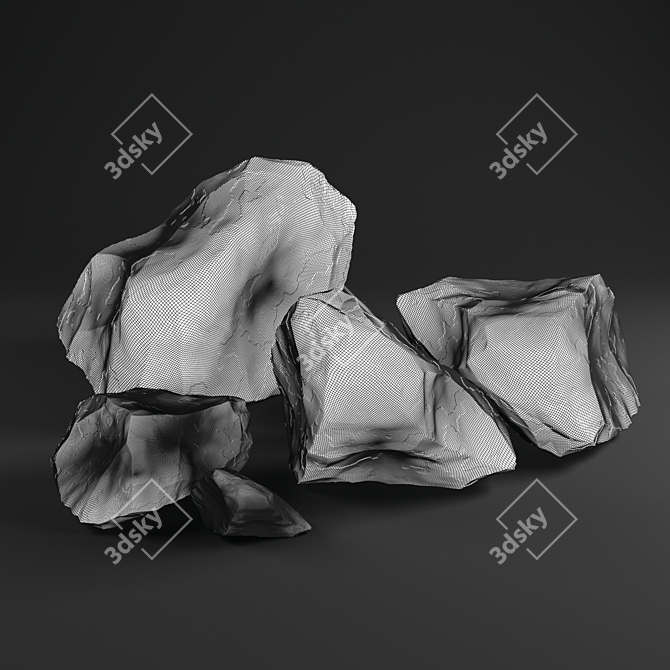 Serenity Stones: Assorted Natural Mountain Stones 3D model image 2