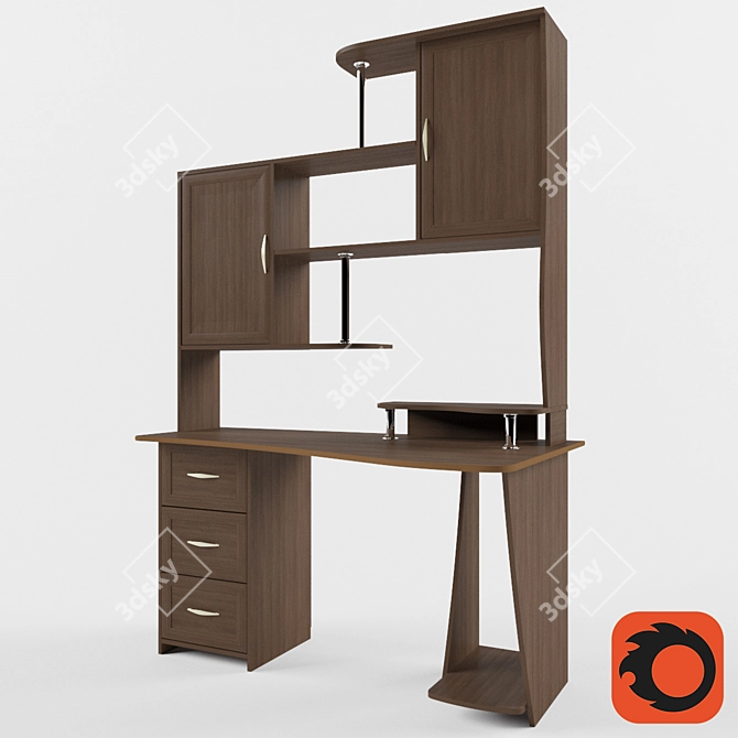 Modern Computer Desk: 3D Model & OBJ File 3D model image 2