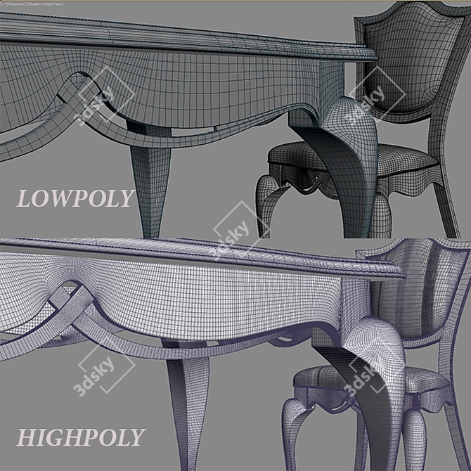 Paola Dining Set by Brevio 3D model image 3