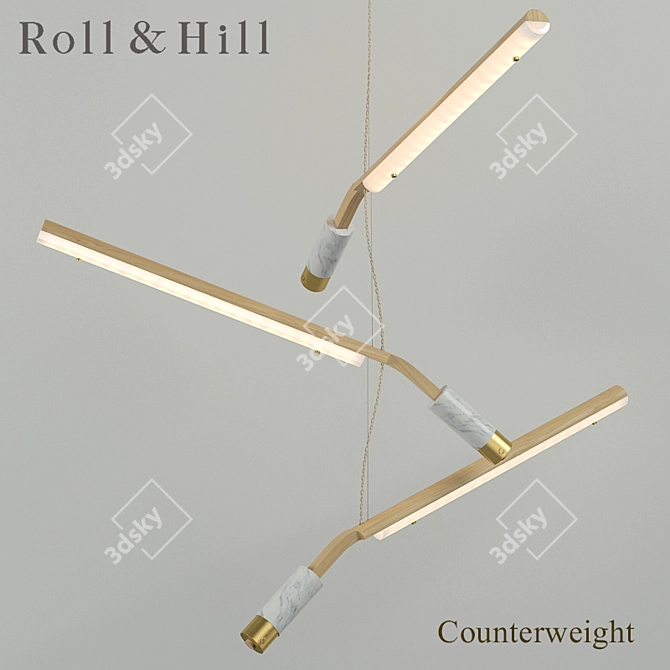 Wooden Balance Chandelier Roll & Hill 3D model image 1