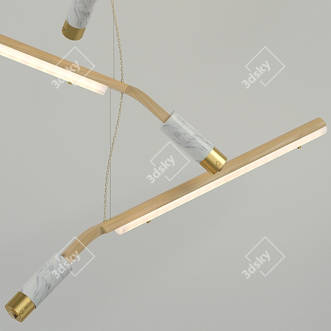 Wooden Balance Chandelier Roll & Hill 3D model image 2