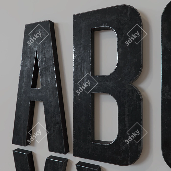 1930s French Shop Metal Letters 3D model image 3