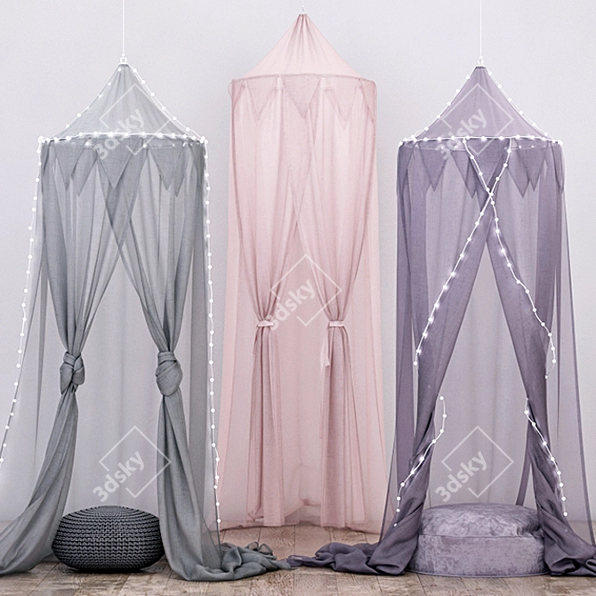  RH Cotton Voile Canopy Set 3D model image 1