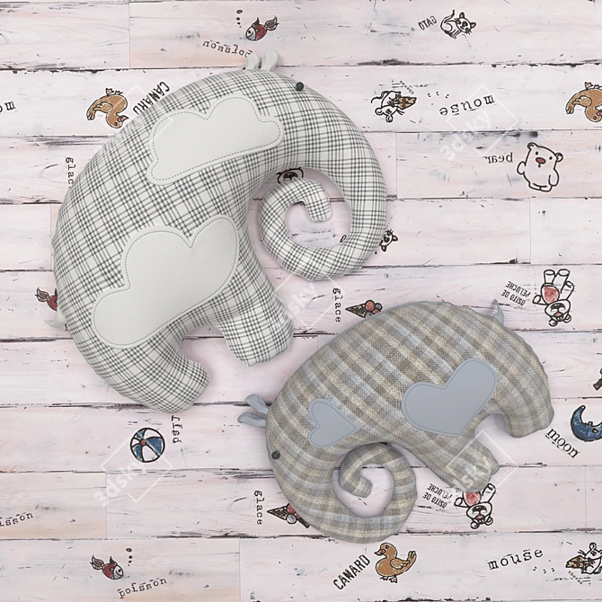 Playful Laminate Flooring with Elephant-themed Toys 3D model image 1