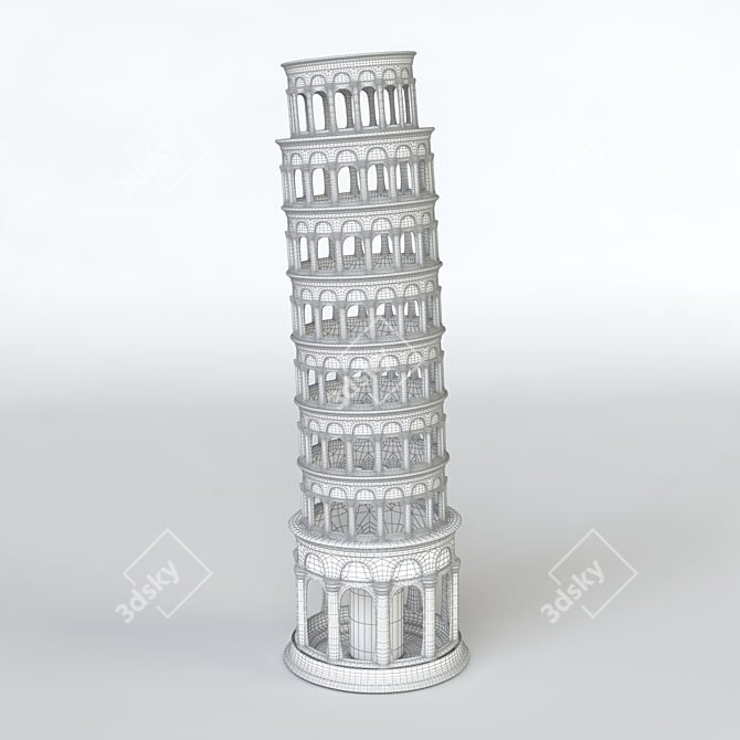 Pisa's Iconic Leaning Tower 3D model image 2