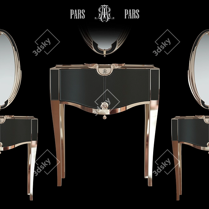 Gold Wing Console with Mirror 3D model image 1