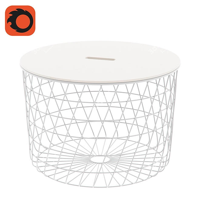 Kvistbro Table: White & Turquoise - 44cm/61cm, 42cm 3D model image 3