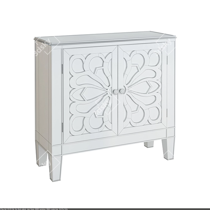 Snow Blossom Cabinet: Zen-inspired Floral Elegance 3D model image 2