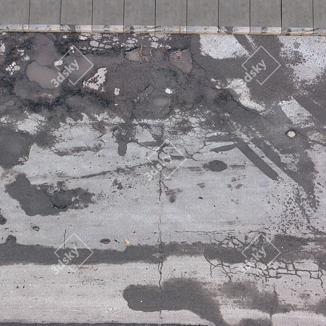 Urban Path: Wet Road & Sidewalk 3D model image 2