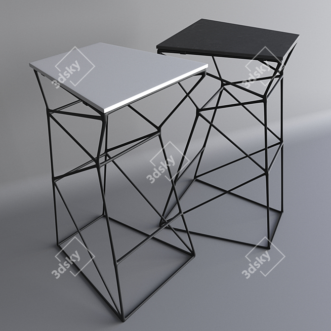 Sleek Metal Bar Stool 3D model image 1