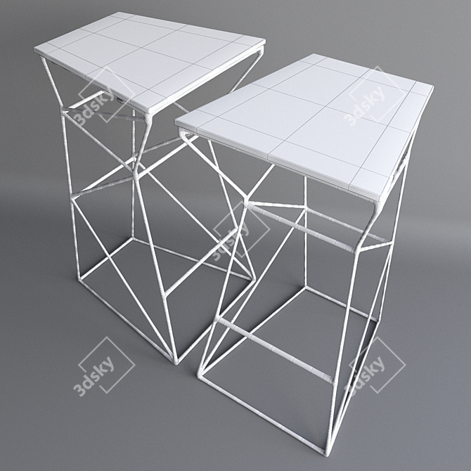 Sleek Metal Bar Stool 3D model image 3