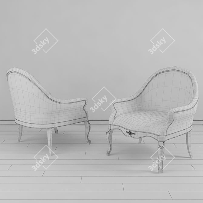 Modern Wooden Armchair 3D model image 3