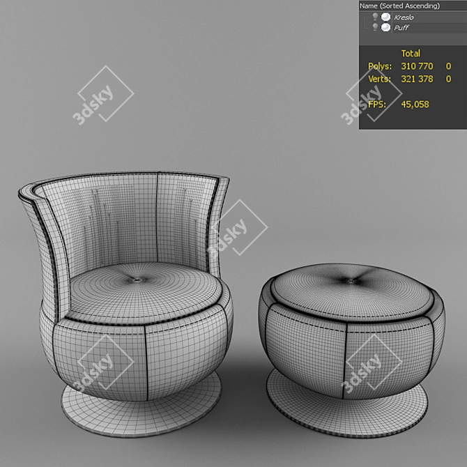 Modern Formenti Footrest & Chair 3D model image 2